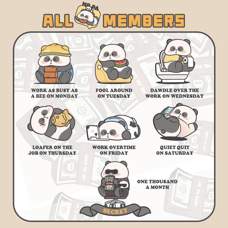 Mr. PA & APOS'S Panda Working Week Series Blind Box【Toycity】