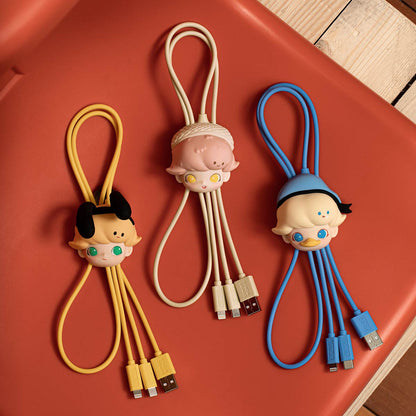 【Sale】DIMOO WORLD Series-2 in 1 Cable Blind Box-Phone Case-Airpods Pro